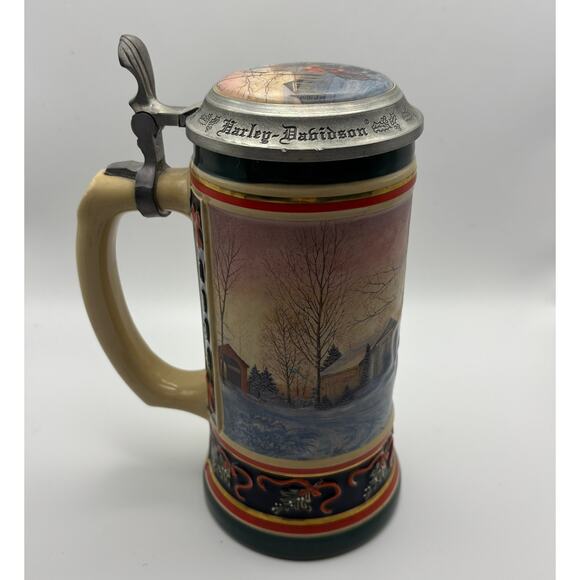 Harley Davidson Stein 1994 Under The Mistletoe Holiday Motorcycle Handcrafted - Picture 1 of 8